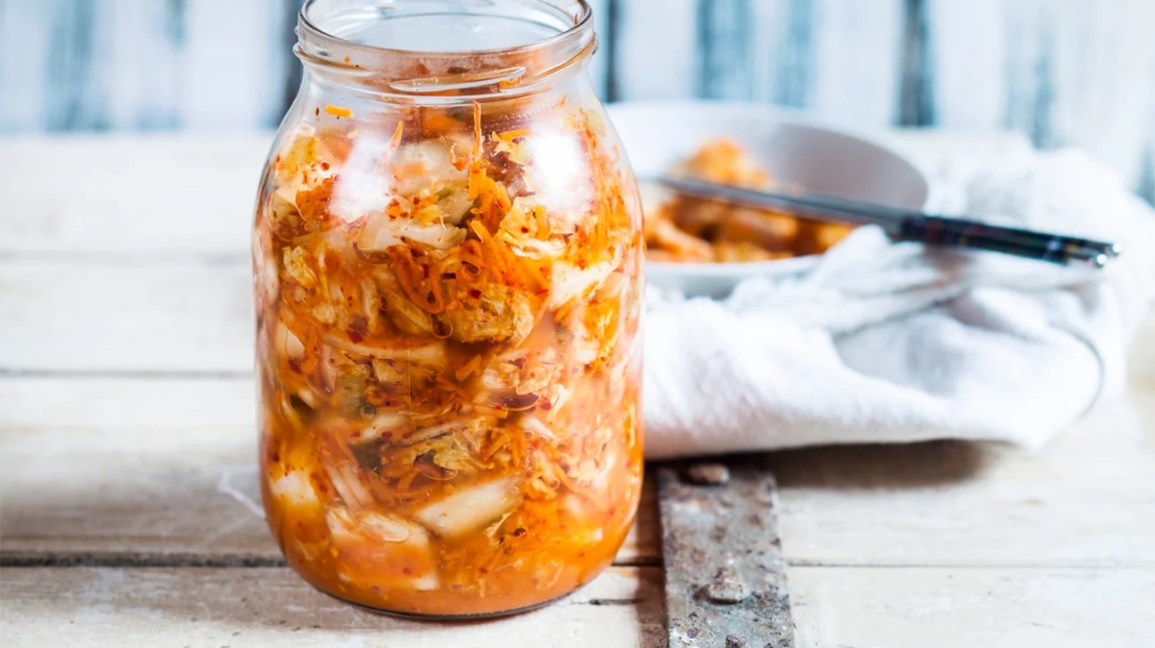 kimchi in a glass jar